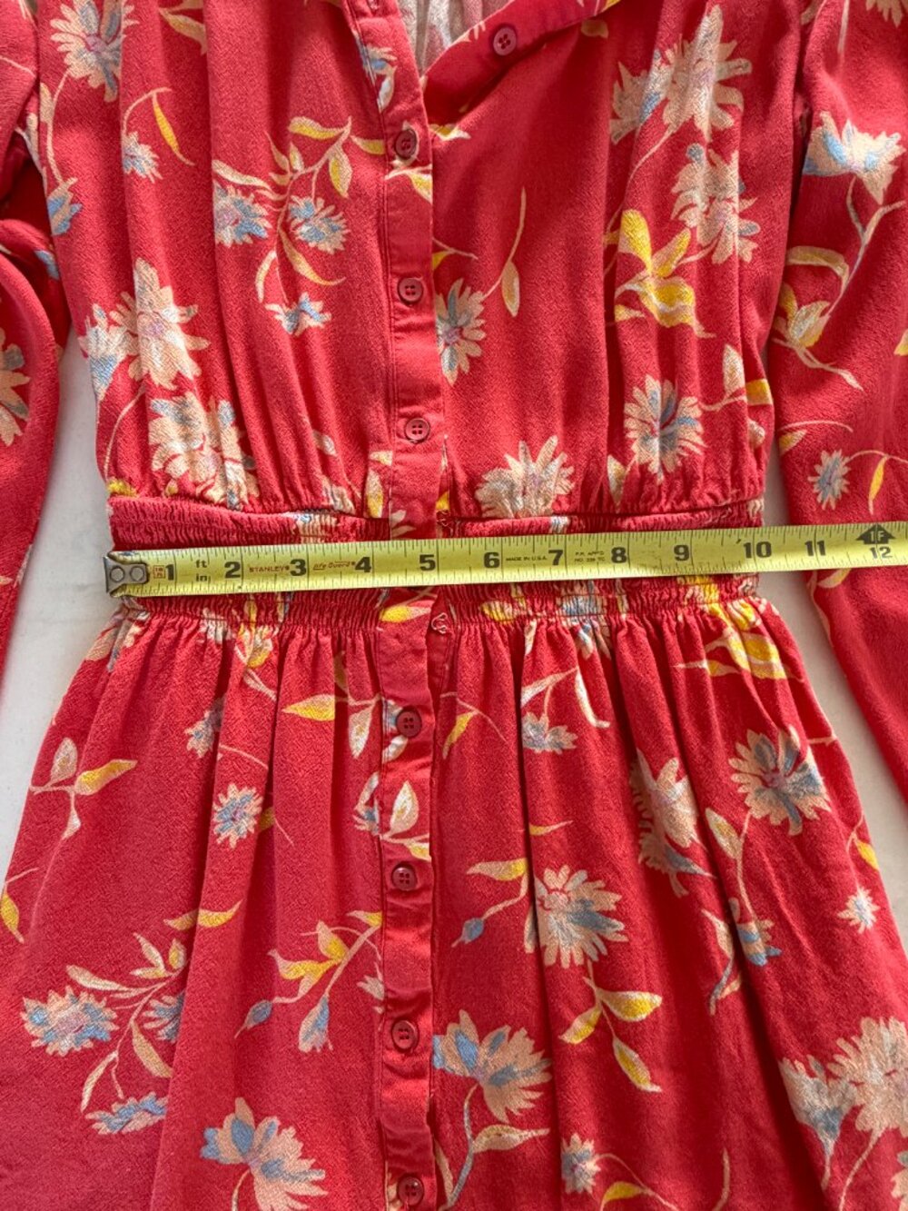 Free People Ruthie Floral Mini Dress Red Boho Long Sleeve Size S - Picture 5 of 10